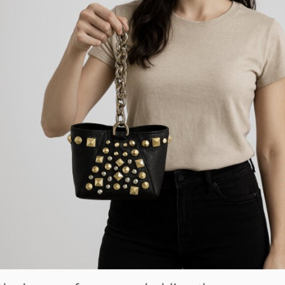 Versace H&M Black Mini Studded Bag. Good Condition - Picture 15 of 15